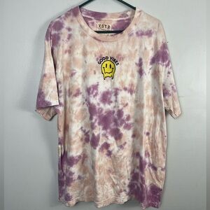 VSTR Premium purple and pink tie dye tshirt with smiley face good vibes size xl